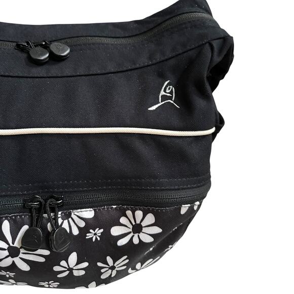 Overland Equipment Messenger Bag Black Daisy Floral Print Y2K Crossbody Made USA - Picture 2 of 13